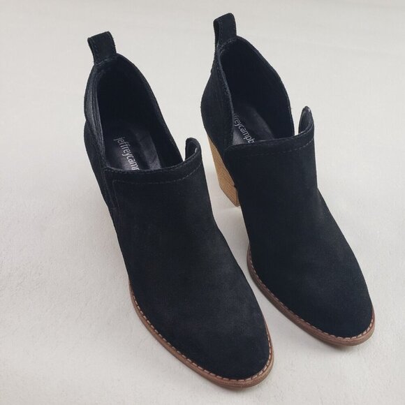 Jeffrey Campbell Rosalee Ankle Boot Womens 8 Black Suede Block Heel Slip On - Picture 2 of 12